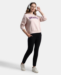 Super Combed Cotton Rich Fleece Fabric Oversized Printed Sweatshirt with StayWarm Tech - Hushed Violet
