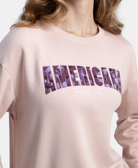 Super Combed Cotton Rich Fleece Fabric Oversized Printed Sweatshirt with StayWarm Tech - Hushed Violet