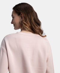 Super Combed Cotton Rich Fleece Fabric Oversized Printed Sweatshirt with StayWarm Tech - Hushed Violet