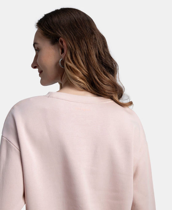 Super Combed Cotton Rich Fleece Fabric Oversized Printed Sweatshirt with StayWarm Tech - Hushed Violet