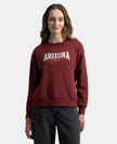 Super Combed Cotton Rich Fleece Fabric Oversized Printed Sweatshirt with StayWarm Tech - Pomegranate