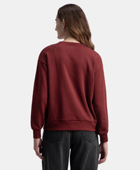 Super Combed Cotton Rich Fleece Fabric Oversized Printed Sweatshirt with StayWarm Tech - Pomegranate