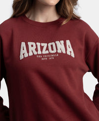 Super Combed Cotton Rich Fleece Fabric Oversized Printed Sweatshirt with StayWarm Tech - Pomegranate