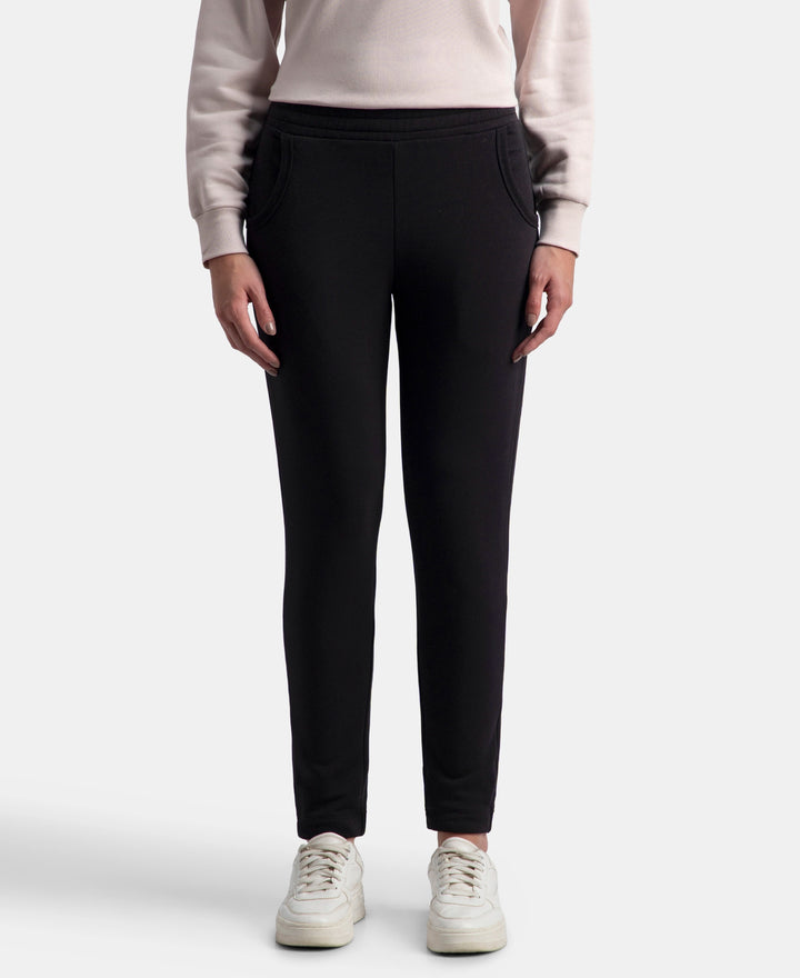 Super Combed Cotton Rich Fleece Fabric Regular Fit Joggers with StayWarm Technology - Black