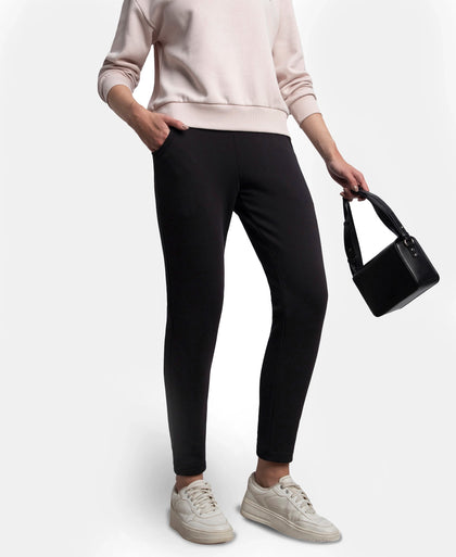 Super Combed Cotton Rich Fleece Fabric Regular Fit Joggers with StayWarm Technology - Black