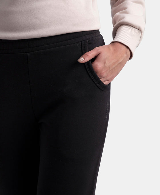 Super Combed Cotton Rich Fleece Fabric Regular Fit Joggers with StayWarm Technology - Black