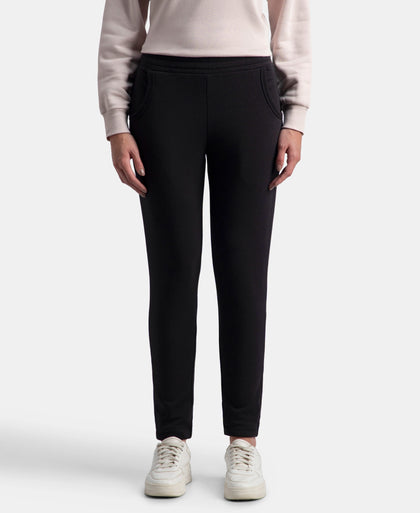 Super Combed Cotton Rich Fleece Fabric Regular Fit Joggers with StayWarm Technology - Black