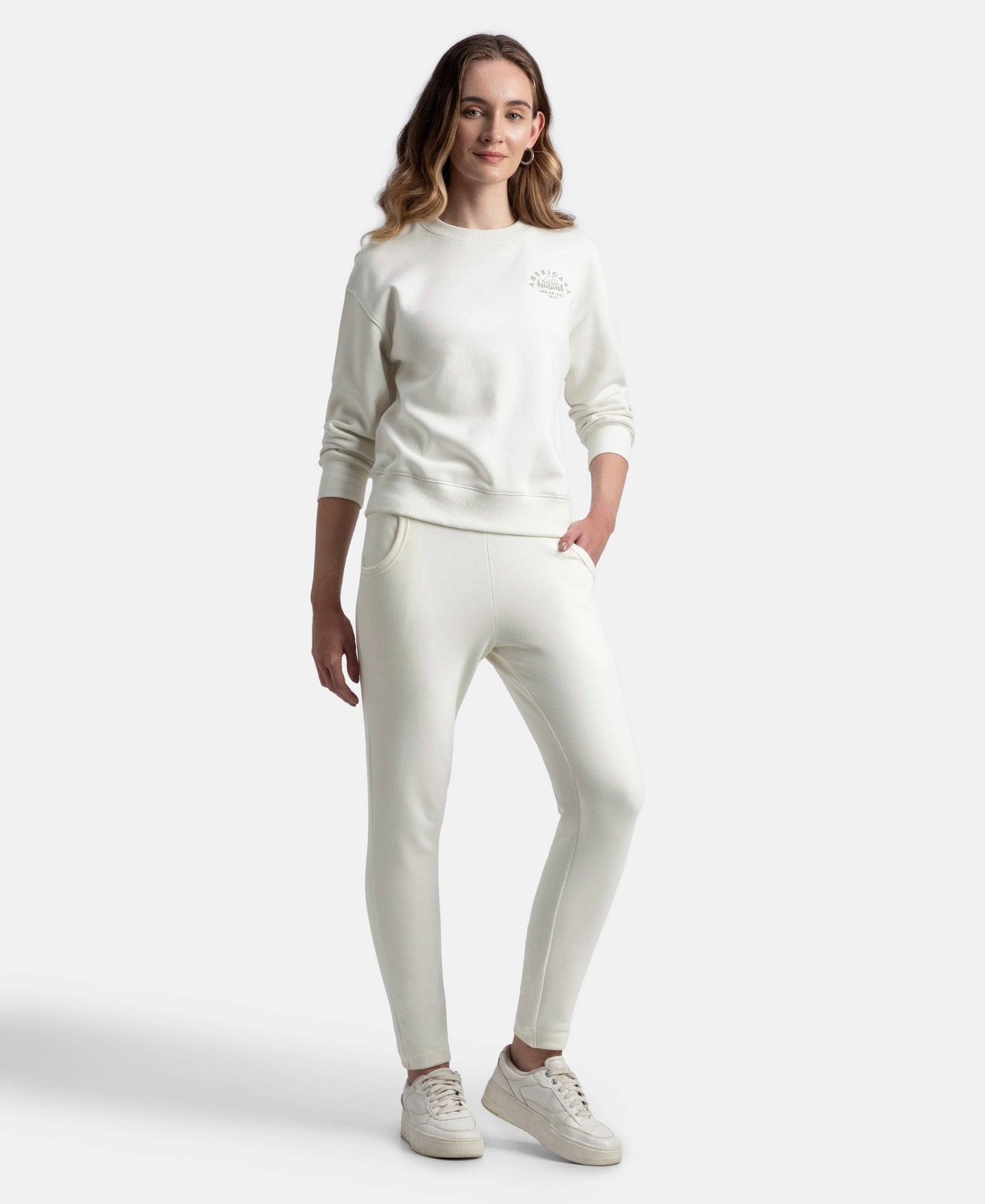 Super Combed Cotton Rich Fleece Fabric Regular Fit Joggers with StayWarm Technology - Cannoli Cream