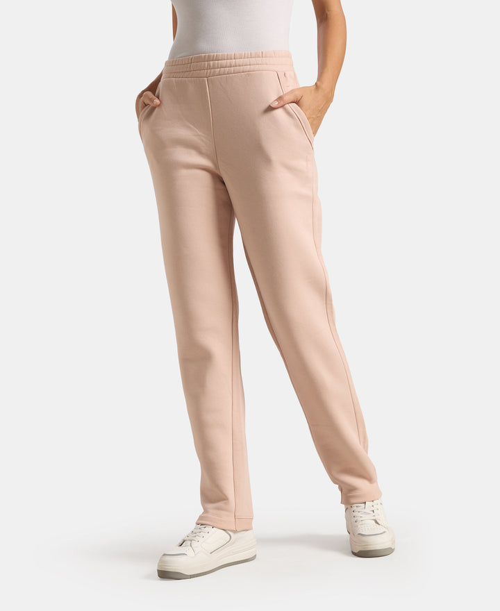 Super Combed Cotton Rich Fleece Fabric Regular Fit Joggers With Staywarm Technology - Rose Dust