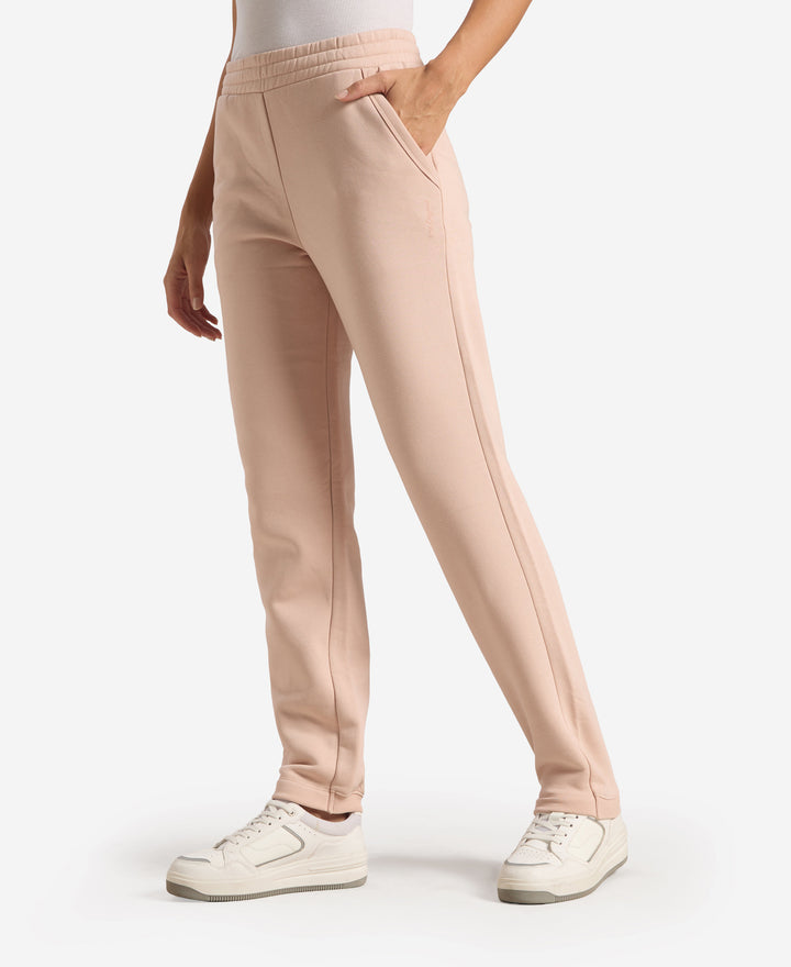 Super Combed Cotton Rich Fleece Fabric Regular Fit Joggers With Staywarm Technology - Rose Dust