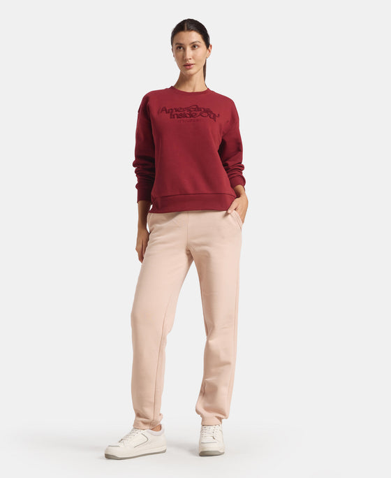 Super Combed Cotton Rich Fleece Fabric Regular Fit Joggers With Staywarm Technology - Rose Dust