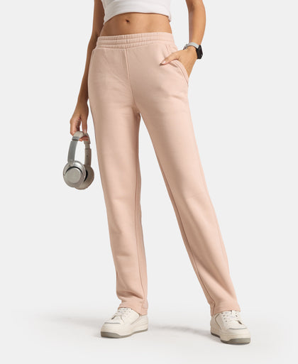 Super Combed Cotton Rich Fleece Fabric Regular Fit Joggers With Staywarm Technology - Rose Dust