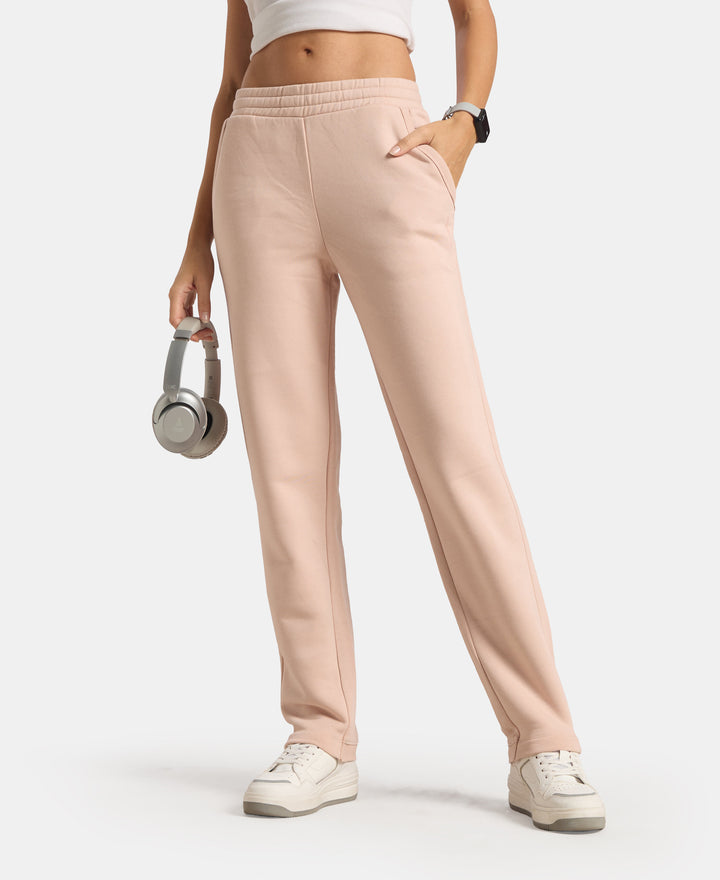 Super Combed Cotton Rich Fleece Fabric Regular Fit Joggers With Staywarm Technology - Rose Dust