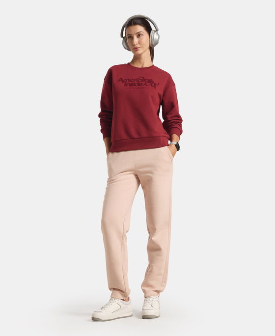 Super Combed Cotton Rich Fleece Fabric Regular Fit Joggers With Staywarm Technology - Rose Dust