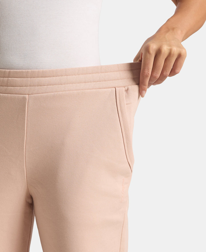 Super Combed Cotton Rich Fleece Fabric Regular Fit Joggers With Staywarm Technology - Rose Dust