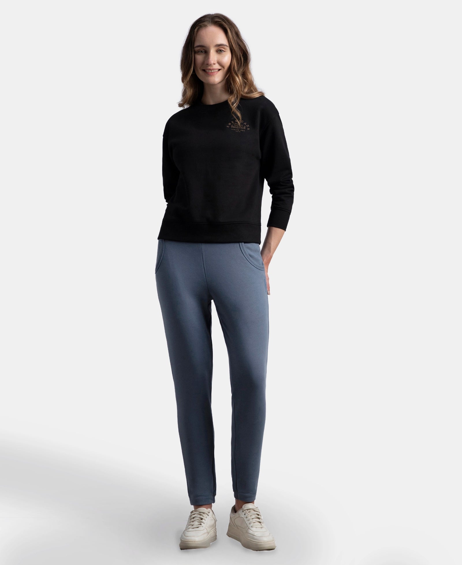 Super Combed Cotton Rich Fleece Fabric Regular Fit Joggers With Staywarm Technology - Vintage Indigo