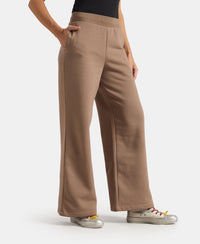 Super Combed Cotton Relaxed Fit Wide Leg Pants with StayWarm Technology - Brown Lentil