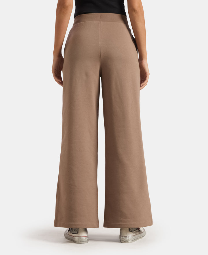 Super Combed Cotton Relaxed Fit Wide Leg Pants with StayWarm Technology - Brown Lentil
