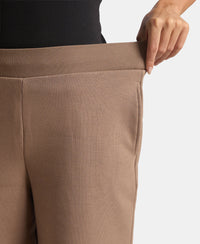 Super Combed Cotton Relaxed Fit Wide Leg Pants with StayWarm Technology - Brown Lentil