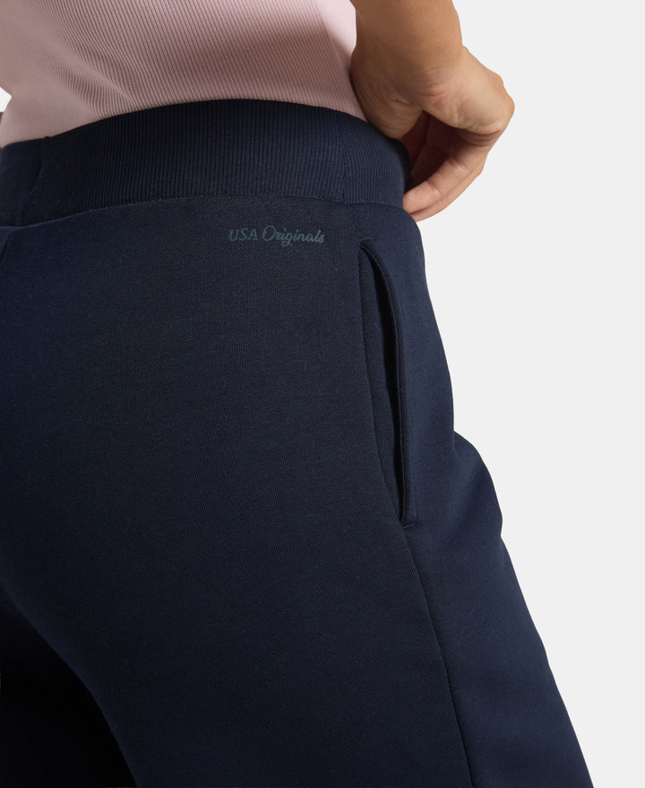 Super Combed Cotton Relaxed Fit Wide Leg Pants with StayWarm Technology - Navy