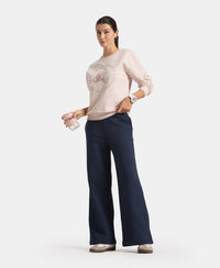 Super Combed Cotton Relaxed Fit Wide Leg Pants with StayWarm Technology - Navy