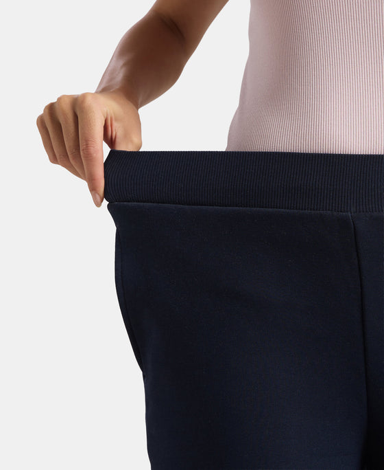 Super Combed Cotton Relaxed Fit Wide Leg Pants with StayWarm Technology - Navy