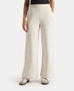 Super Combed Cotton Relaxed Fit Wide Leg Pants with StayWarm Technology - Off White Melange