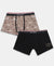 Super Combed Cotton Elastane Stretch Printed Trunk with Ultrasoft Waistband - Black & Dark Khaki (Pack of 2)