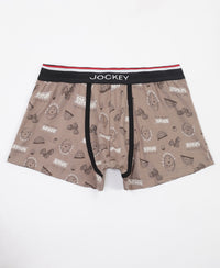 Super Combed Cotton Elastane Stretch Printed Trunk with Ultrasoft Waistband - Black & Dark Khaki (Pack of 2)