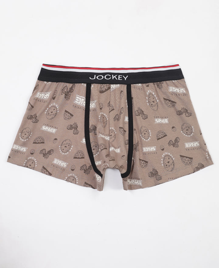 Super Combed Cotton Elastane Stretch Printed Trunk with Ultrasoft Waistband - Black & Dark Khaki (Pack of 2)