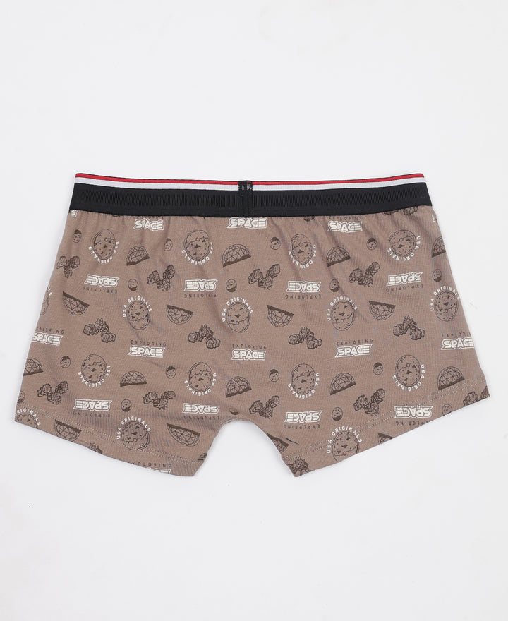 Super Combed Cotton Elastane Stretch Printed Trunk with Ultrasoft Waistband - Black & Dark Khaki (Pack of 2)