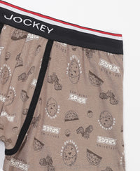 Super Combed Cotton Elastane Stretch Printed Trunk with Ultrasoft Waistband - Black & Dark Khaki (Pack of 2)