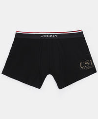 Super Combed Cotton Elastane Stretch Printed Trunk with Ultrasoft Waistband - Black & Dark Khaki (Pack of 2)