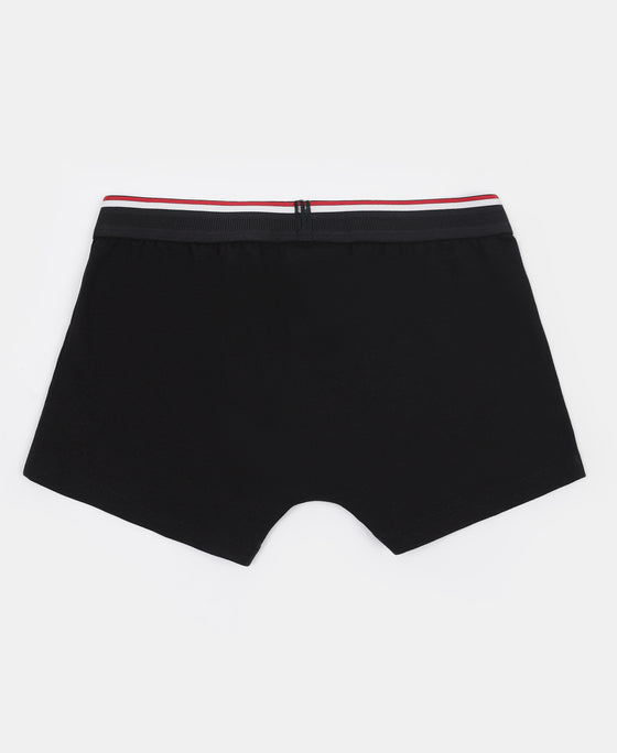 Super Combed Cotton Elastane Stretch Printed Trunk with Ultrasoft Waistband - Black & Dark Khaki (Pack of 2)