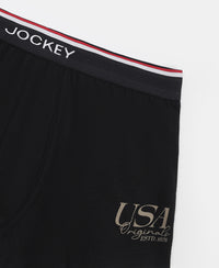 Super Combed Cotton Elastane Stretch Printed Trunk with Ultrasoft Waistband - Black & Dark Khaki (Pack of 2)