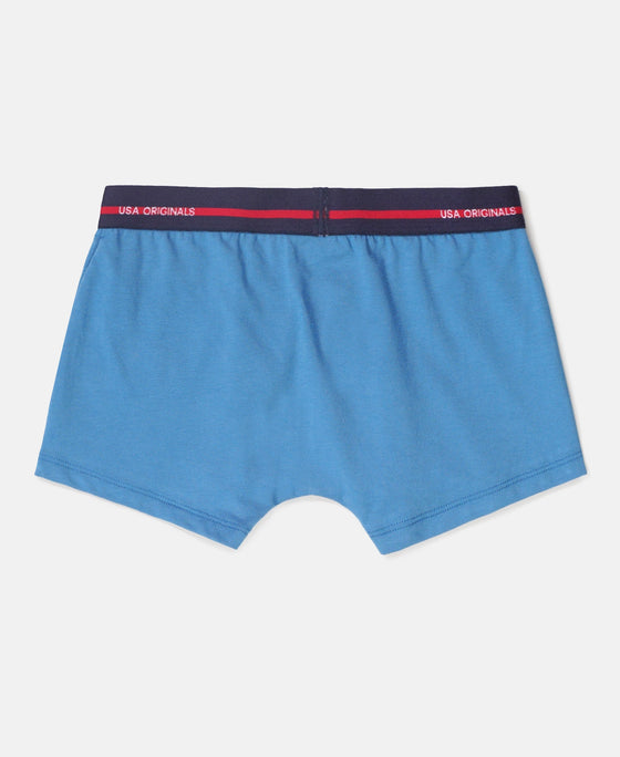 Super Combed Cotton Elastane Stretch Printed Trunk with Ultrasoft Waistband - Chili Pepper & Vallarta Blue (Pack of 2)