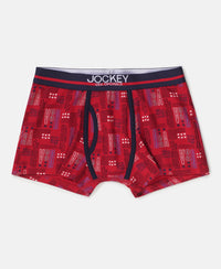 Super Combed Cotton Elastane Stretch Printed Trunk with Ultrasoft Waistband - Chili Pepper & Vallarta Blue (Pack of 2)