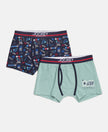 Super Combed Cotton Elastane Stretch Printed Trunk with Ultrasoft Waistband - Navy & Feldspar (Pack of 2)