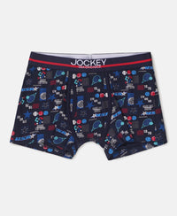 Super Combed Cotton Elastane Stretch Printed Trunk with Ultrasoft Waistband - Navy & Feldspar (Pack of 2)