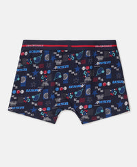 Super Combed Cotton Elastane Stretch Printed Trunk with Ultrasoft Waistband - Navy & Feldspar (Pack of 2)
