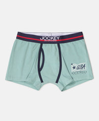 Super Combed Cotton Elastane Stretch Printed Trunk with Ultrasoft Waistband - Navy & Feldspar (Pack of 2)