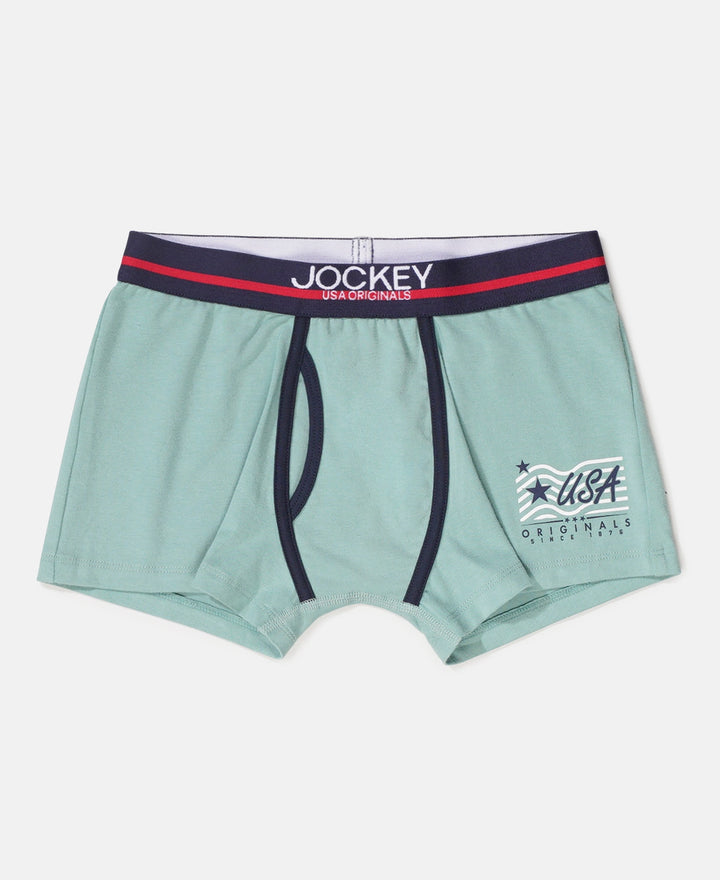 Super Combed Cotton Elastane Stretch Printed Trunk with Ultrasoft Waistband - Navy & Feldspar (Pack of 2)