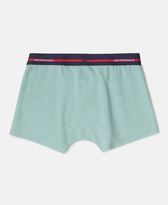 Super Combed Cotton Elastane Stretch Printed Trunk with Ultrasoft Waistband - Navy & Feldspar (Pack of 2)