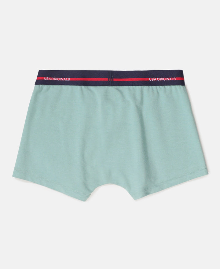 Super Combed Cotton Elastane Stretch Printed Trunk with Ultrasoft Waistband - Navy & Feldspar (Pack of 2)