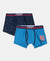 Super Combed Cotton Elastane Stretch Printed Trunk with Ultrasoft Waistband - Navy & Vallarta Blue (Pack of 2)