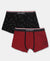 Super Combed Cotton Elastane Stretch Printed Trunk with Ultrasoft Waistband - Red & Black (Pack of 2)