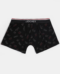 Super Combed Cotton Elastane Stretch Printed Trunk with Ultrasoft Waistband - Red & Black (Pack of 2)