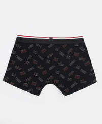 Super Combed Cotton Elastane Stretch Printed Trunk with Ultrasoft Waistband - Red & Black (Pack of 2)