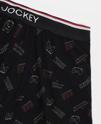 Super Combed Cotton Elastane Stretch Printed Trunk with Ultrasoft Waistband - Red & Black (Pack of 2)