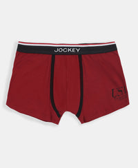 Super Combed Cotton Elastane Stretch Printed Trunk with Ultrasoft Waistband - Red & Black (Pack of 2)